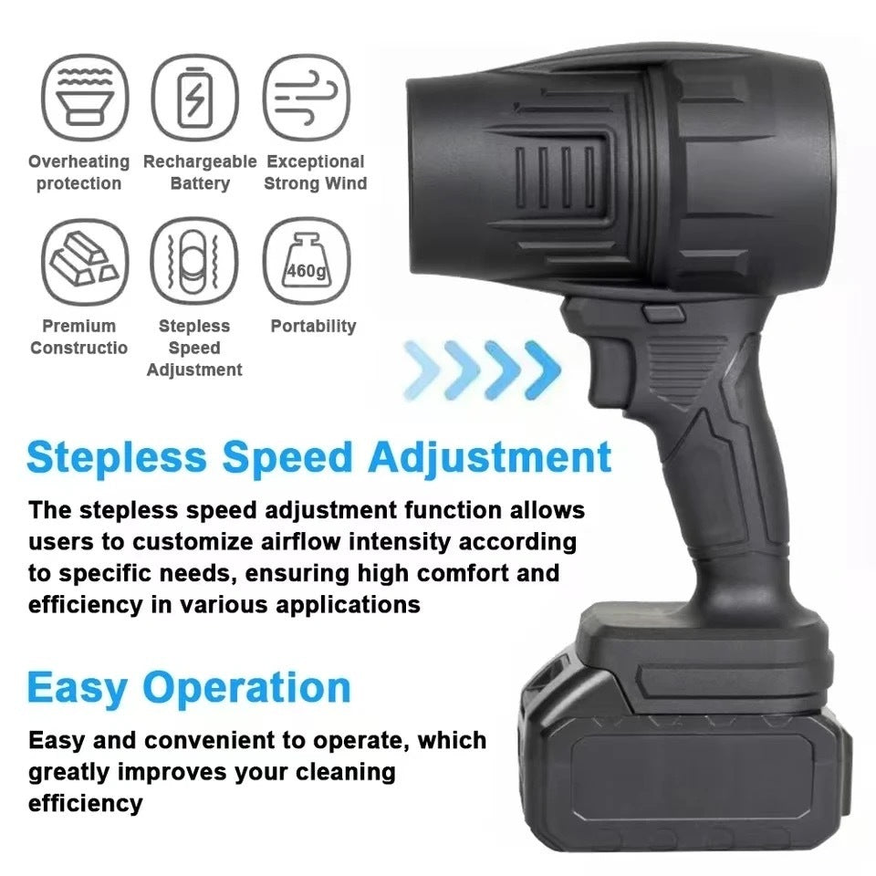 Cordless Electric Turbo Jet Fan Blower Air High Power Rechargeable Blow Leaf Water Dust Car Garden