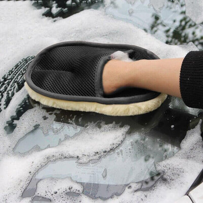 Car Wash Wool Gloves Thickened Fleece Cleaning Tool Brush Washer Towel Motorcycle Auto Care Supplies