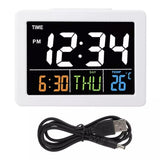 Digital LCD Alarm LED Table Clock with Large Display, BackLight Voice Control, World Time, Timer, Calendar