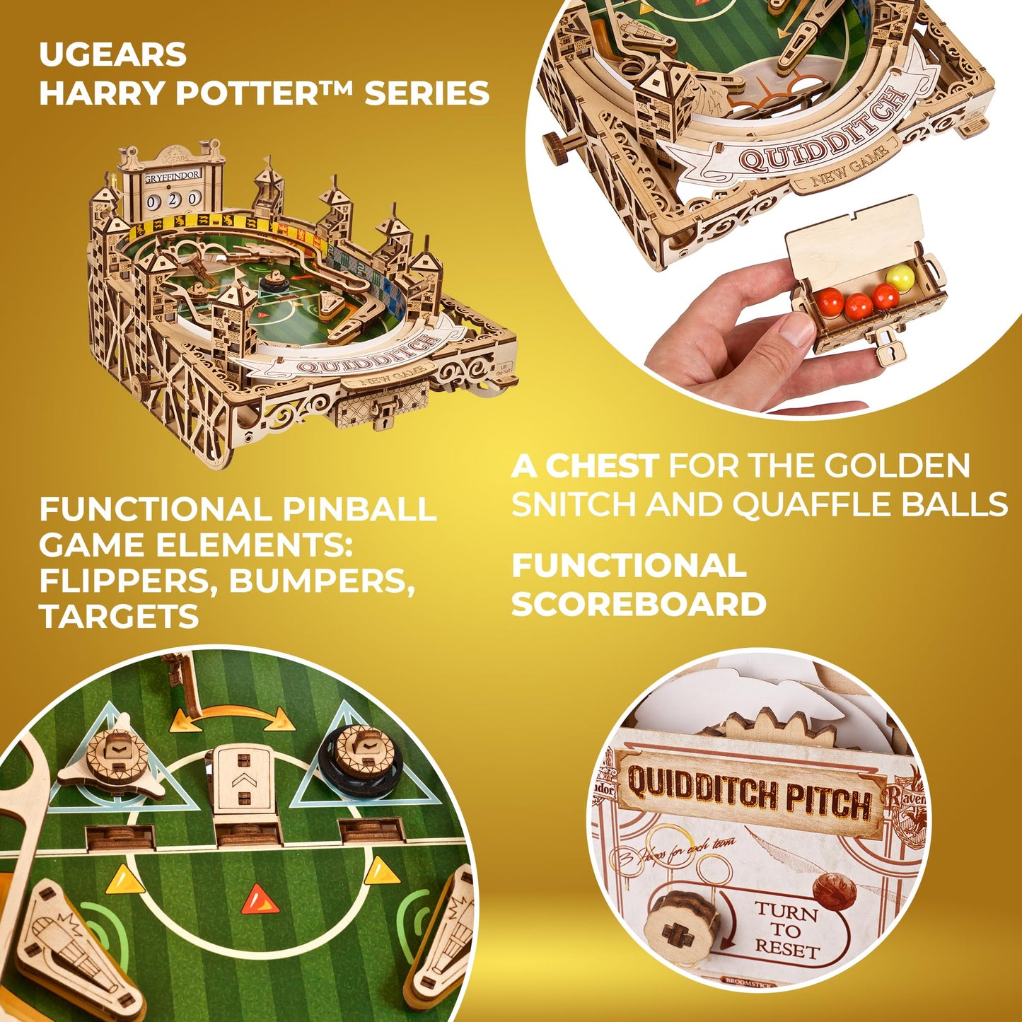 UGEARS Harry Potter Quidditch Pinball Machine 3D Puzzle