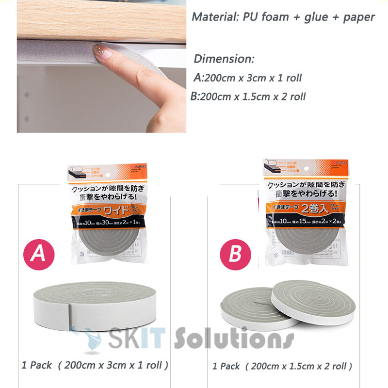 Self-Adhesive Soundproof Sound Proof Door Window Seal Sealing Strip Acoustic Foam Windproof Sponge