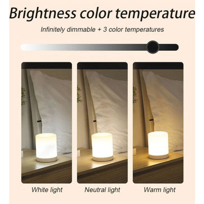 Mini Canister Night Light with Clock Remote Bedside Sleep Touch LED Table Lamp Rechargeable Type-C
