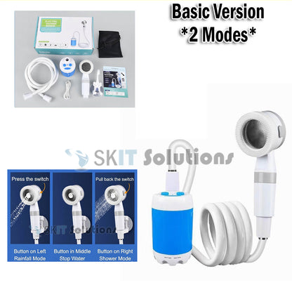 Portable Electric Shower Pump Set for Camping Outdoor Head Sprayer Water frm Bucket for Traveling Gardening Pet Cleaning