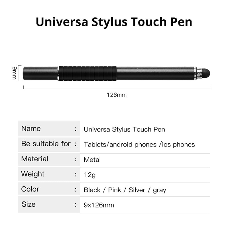 Silicone Rubber/Conductive Cloth Tip 2in1 Passive Capacitive Stylus Touch Pen Tablet Drawing Pencil