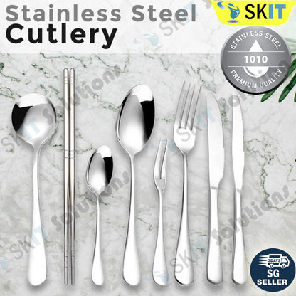Stainless Steel Cutlery Set Fork Spoon Knife Chopsticks Soup Spoon Tea Spoon Kitchen Utensils Gift