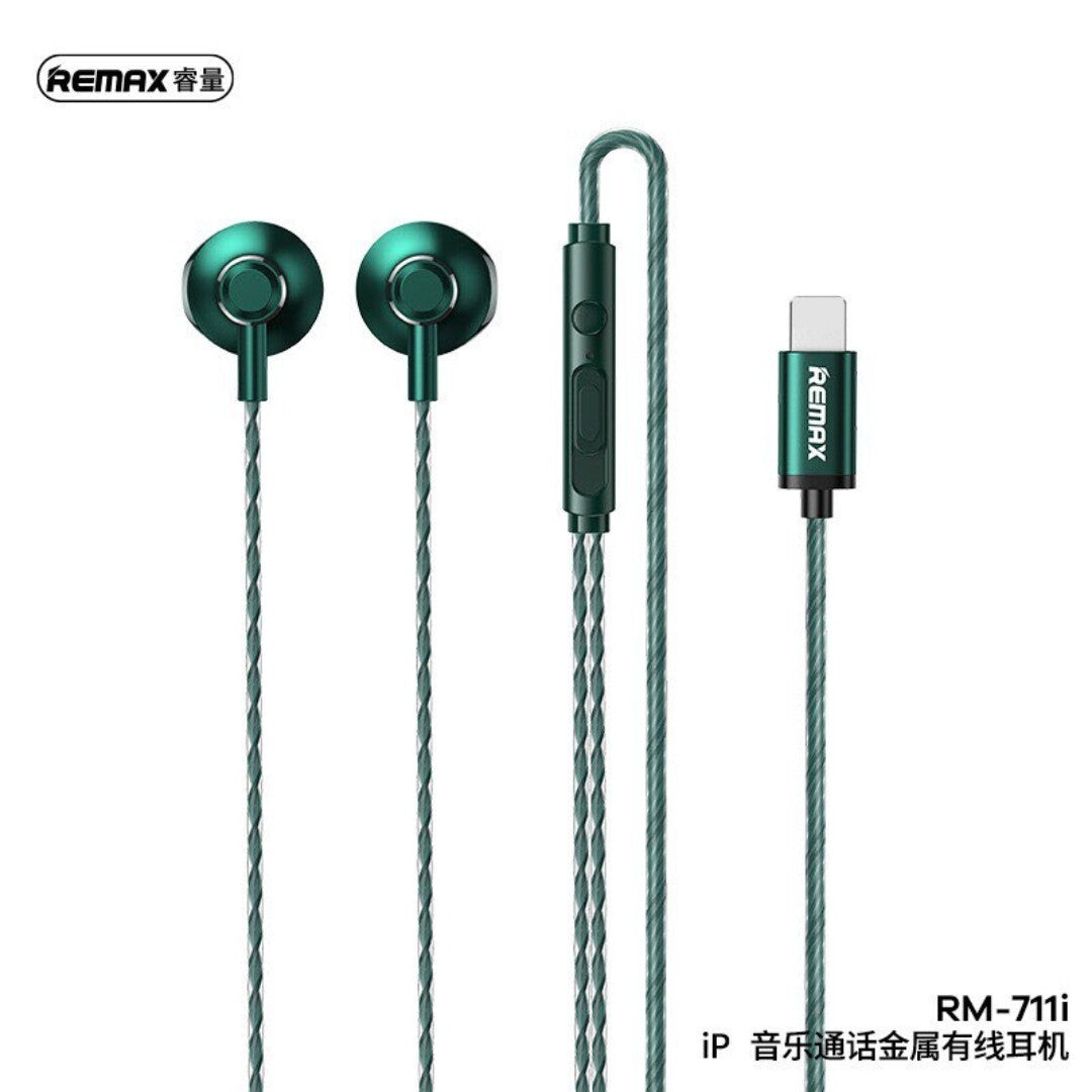 Remax RM-711i Wired In-Ear Earphone HD Sound Volume Control Microphone for iPhone with Lightning