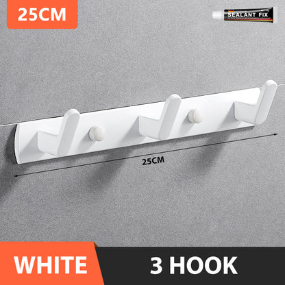 3/5/7 Hooks Aluminum Wall Hook Hanger Heavy Duty No Drill Nail Free Clothes Towel Bathroom Kitchen
