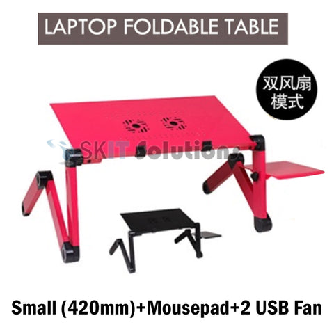 420 x 263 mm Foldable Laptop Table Desk Laptop Stand with Mouse Pad+2 USB Cooling Fan