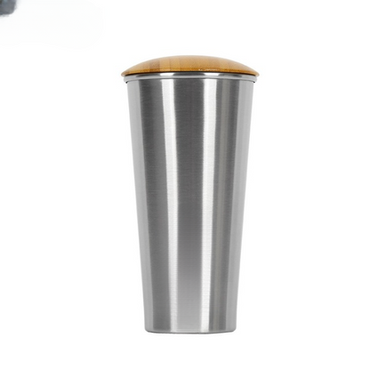 400ml/500ml Stainless Steel Double Wall Cup+Wooden Bamboo Lid BPA Free Vacuum Insulated Tumblers Mug