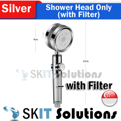 High Pressure Turbocharged Shower Head Built-in Turbo Fan, Dual Spray Option Double Outlet Panel