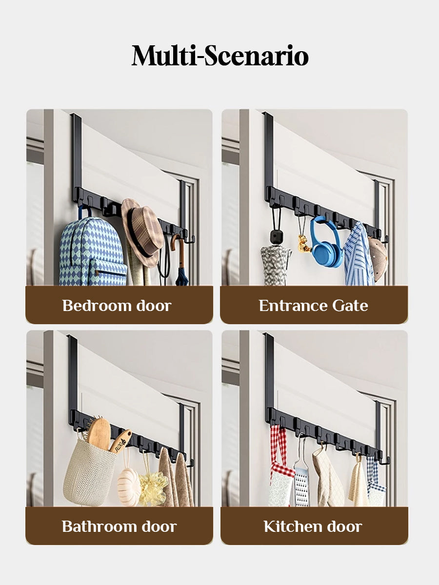 6 / 8 Hooks Over Door Hook Hanger No Drill Towel Coat Clothes Rack Storage Holder Door Behind Hanger