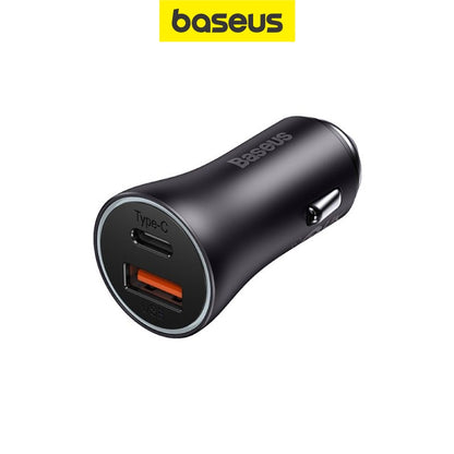 Baseus Golden Contactor Max Dual Fast Charger Car Charger U+C 60W High Power USB + Type C