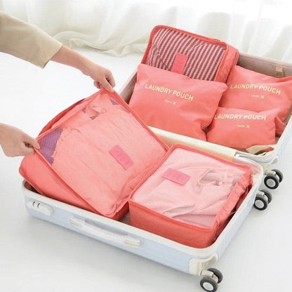 6pcs Travel Storage Bag Luggage Organizer Packing Tidy Clothing 6In1 Clothes Laundry Sleeves Pouch Cubes Organiser