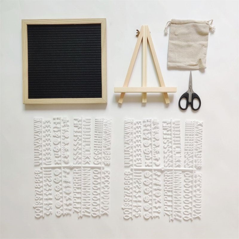 Felt Letter Board Kit Wooden Frame Alphabet Message Sign Table Display Birthday Party Gift Stand
