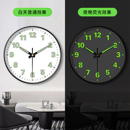 8/12 Inch Luminous Minimalist Designer Wooden Quartz Wall Clock Dark Glowing Silent Non-Ticking Home