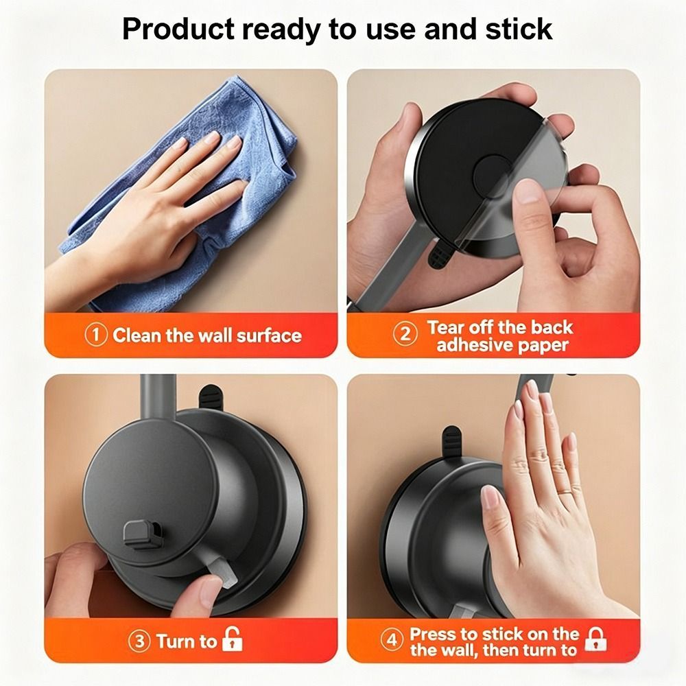 Adjustable Shower Head Suction Cup Holder Showerhead Bracket No Drill FREE Wall Mount Bathroom Bidet