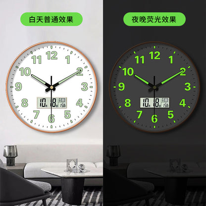 8/12 Inch Luminous Minimalist Designer Wooden Quartz Wall Clock Dark Glowing Silent Non-Ticking Home