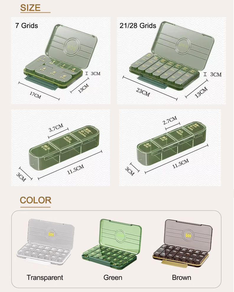 7/21/28 Grids Weekly Pill Organizer Portable Travel Box Medicine Case Large Capacity Daily Reminder