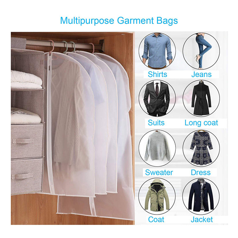 Clothes Organizer Storage Bag Garment Zip Dust Cover Suit Dress Clothing Plastic Cloth Protector