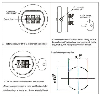 HDB Condo Mailbox Lock Mechanical Mail Letter Box Keyless Cabinet 3 Digits Combination Code Password