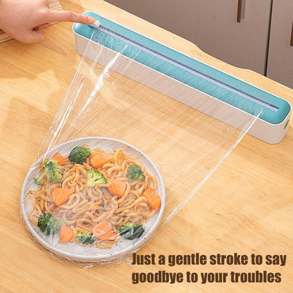 2 In 1 Cling Wrap Cutter Food Wrap Dispenser Cling Film Organizer Foil Slide Cutter Kitchen Tool