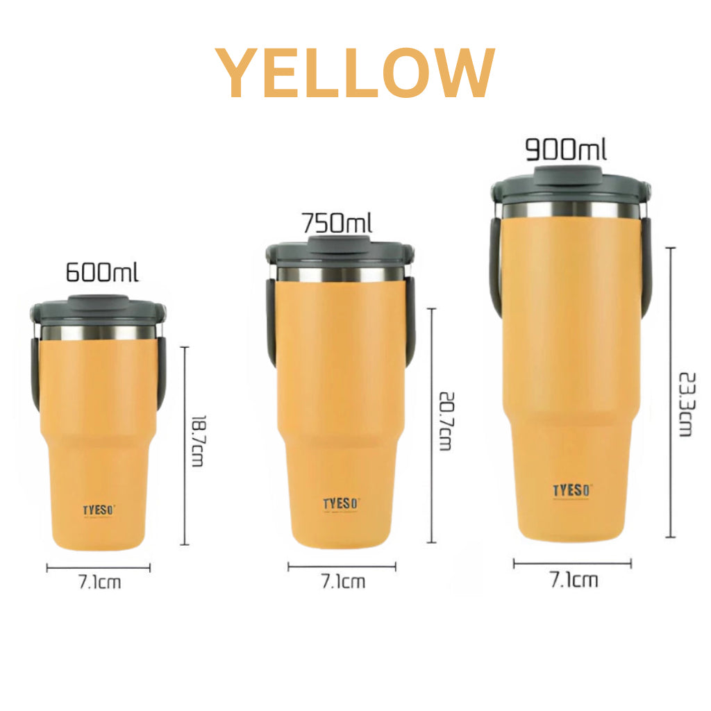 600ml 900ml TYESO Thermal Tumbler Stainless Steel Vacuum Insulated Bottle Handle Straw Keep Hot Cold