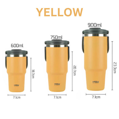 600ml 900ml TYESO Thermal Tumbler Stainless Steel Vacuum Insulated Bottle Handle Straw Keep Hot Cold