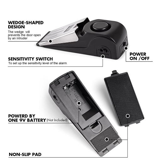 Anti-Theft Security Door Stopper Alarm Sensor 120 Decibel Door Stop Home Travel Floor Wedge Doorstop