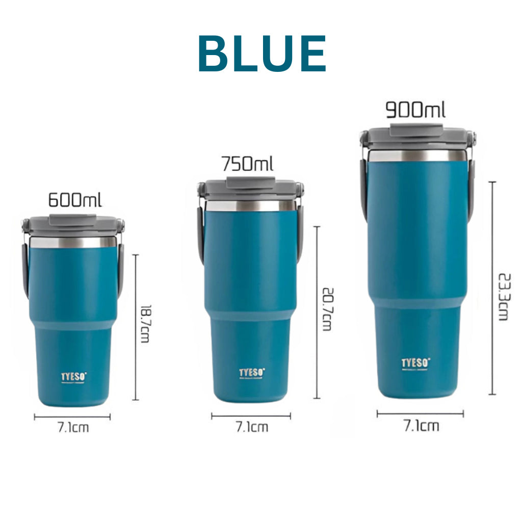 600ml 900ml TYESO Thermal Tumbler Stainless Steel Vacuum Insulated Bottle Handle Straw Keep Hot Cold