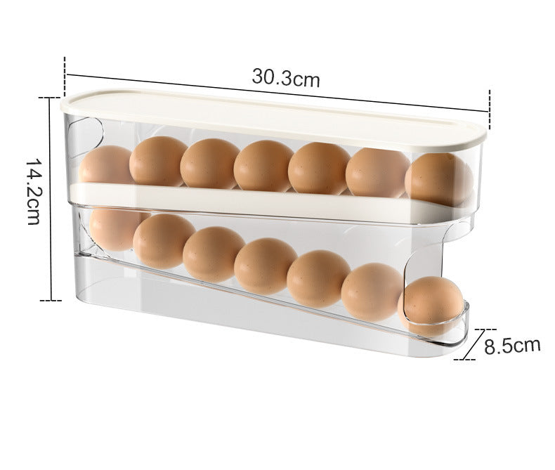 12 Grid Egg Slide Organizer Automatic Scrolling Rack Holder Storage Container Dispenser Basket Bin