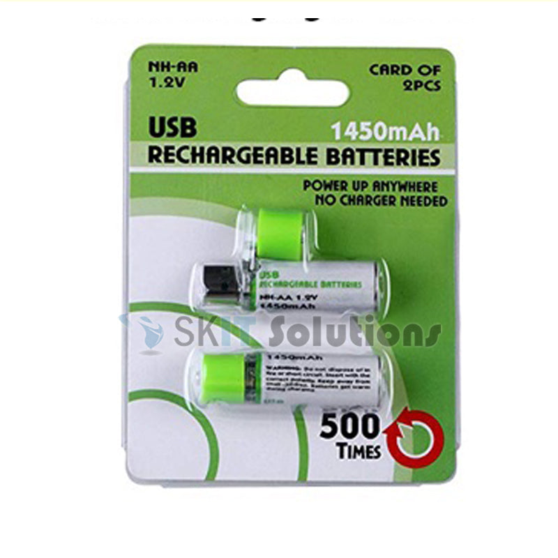 1450mAh USB Rechargeable Battery AA NI-MH 1.2V Fast Charging for RC Toy Remote Control Cordless Phone