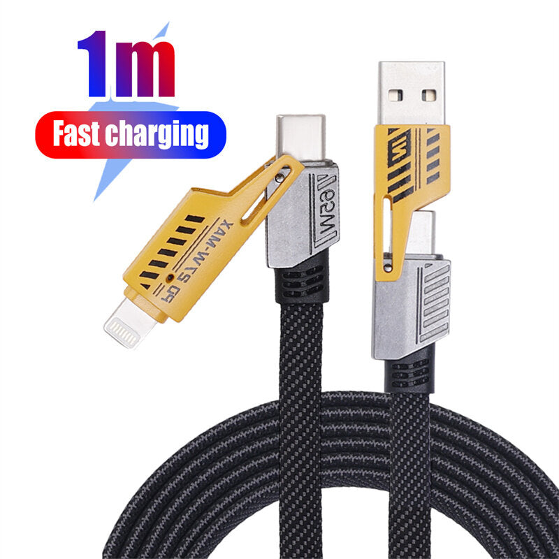 1M/1.5M/2M 4 In 1 65W 27W Super Fast Charging Mobile Phone Data Cable Type-C/USB To C/IOS Charger