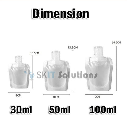Travel Sub Bag Clamshell Packaging Bottle Container Liquid Sanitizer Lotion Shampoo Makeup Cosmetic Free Funnel Label