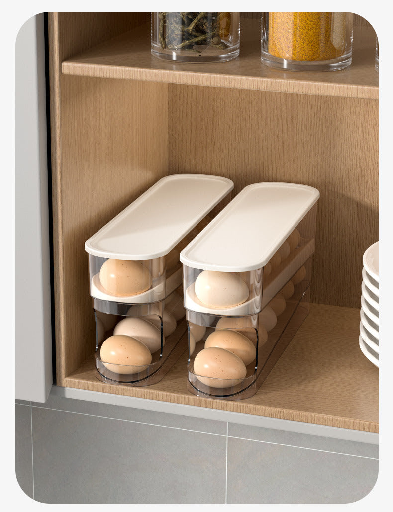 12 Grid Egg Slide Organizer Automatic Scrolling Rack Holder Storage Container Dispenser Basket Bin