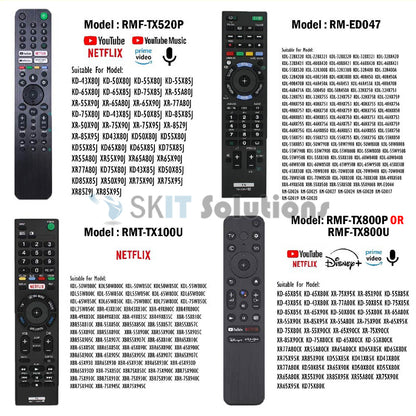 Replacement Sony Smart Bravia TV Remote Control w/ Voice RM-L1370 RMT-TX300P TX800P TX800U TX520P TX500P TX310P TX200P