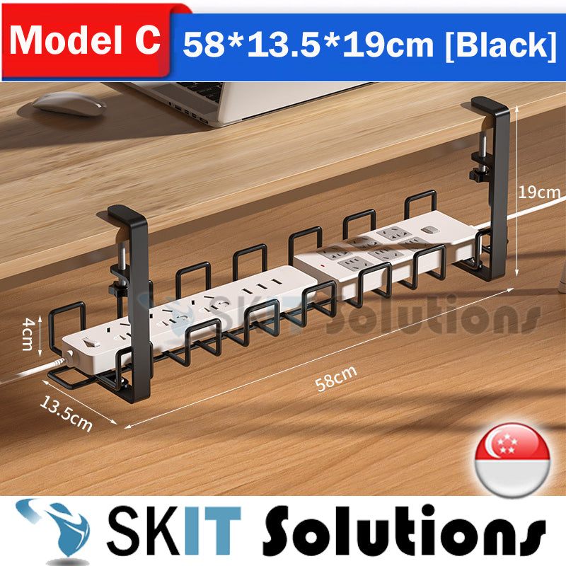 Under Desk Cable Organizer No Drill Clamp Wire Management Tray Extension Cord Charger Storage Rack