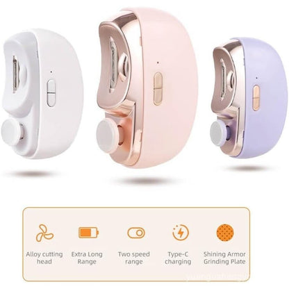 2in1 Electric Auto Nail Clipper Automatic Nail Trimmer Grinder Polisher Rechargeable LED Light Safe