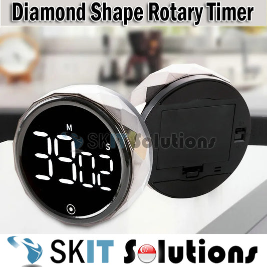 Diamond Shape Rotation Countdown Timer Large LCD Display LED Magnetic Stop Watch Rotary Alarm Clock Stopwatch Cooking