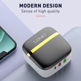 LDNIO 3-Port 32W Fast USB Wall Charger QC3.0 & PD A3513Q 1 USB-C & 2 USB-A with FREE USB Type-C Cable