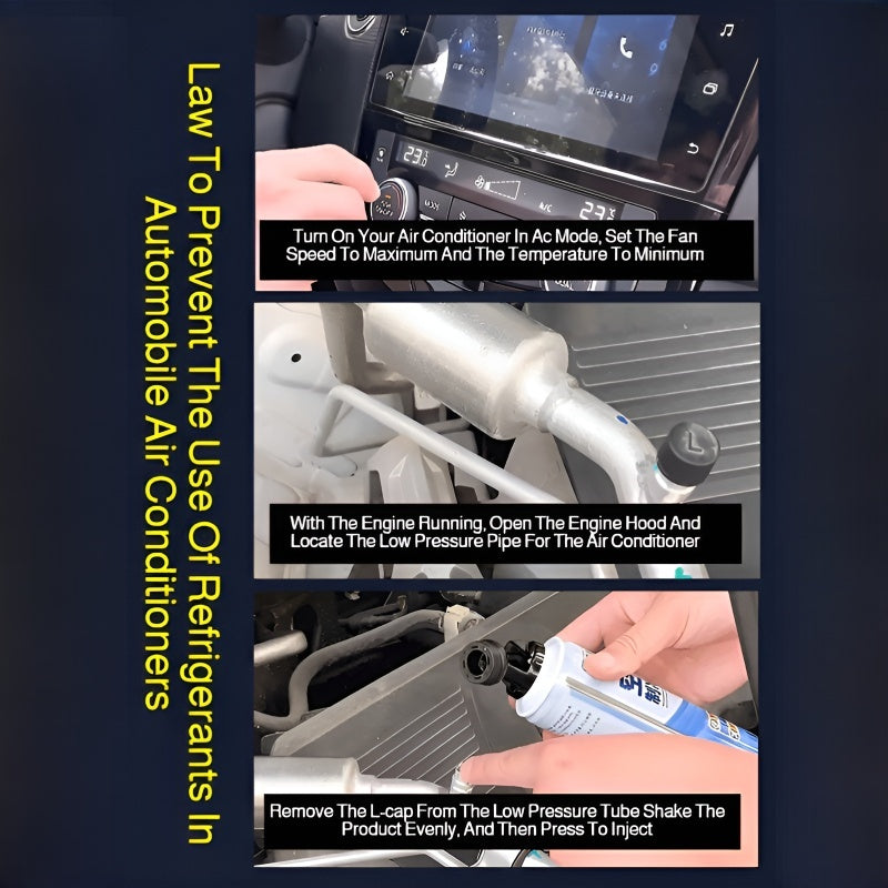 Car Air Conditioner Restorer R134A Refrigerant AC Aircon Cooling Gas Enhancer Top Up Booster Leak