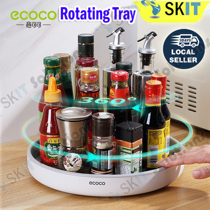 Ecoco 360 Rotating Tray Spice Rack Kitchen Organizer Turntable Seasoning Storage Shelf Lazy Susan