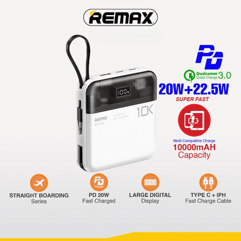 [CCC Certified] REMAX RPP-602 10000mAh / RPP-603 20000mAh Power Bank PD20W + QC22.5W Fast Charging 3C LOGO PowerBank
