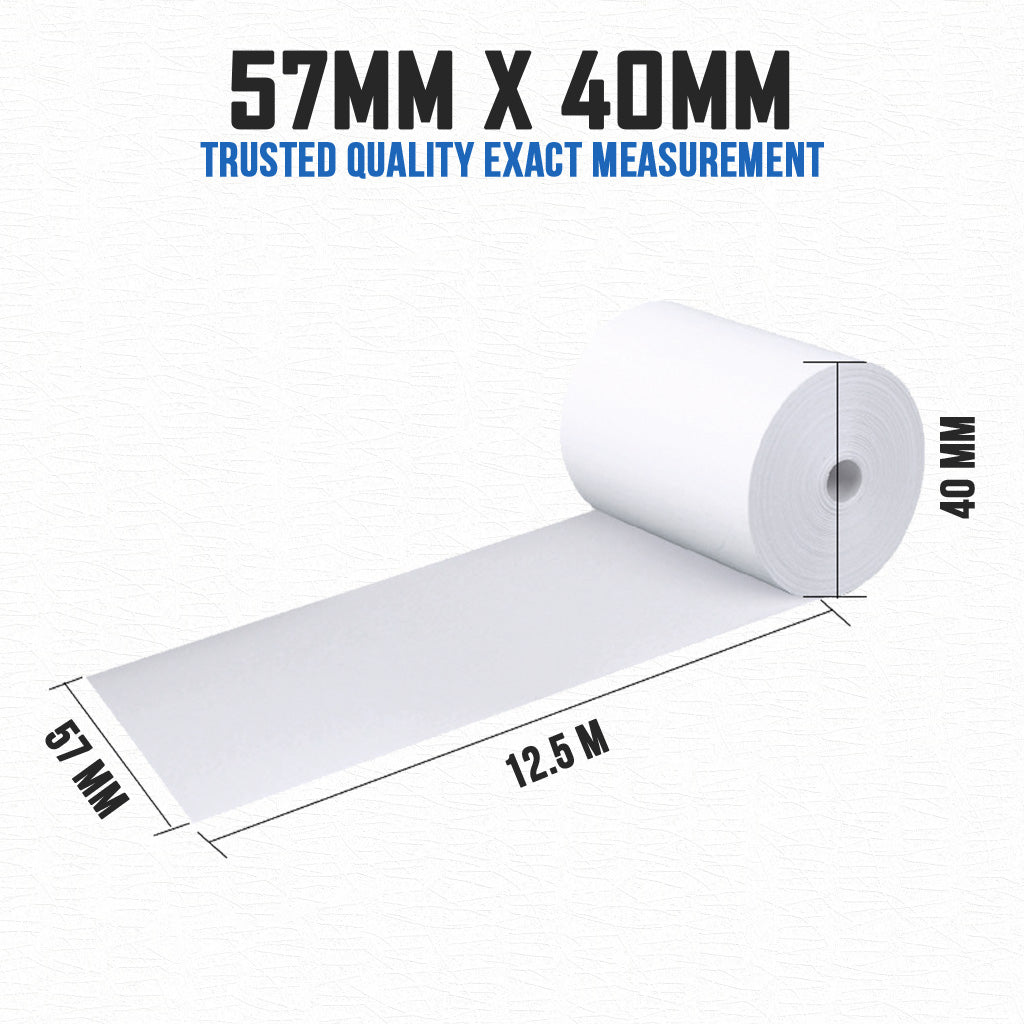 Thermal Paper Roll 57x40mm - Credit Card Machine NETS Receipt Terminal Food Delivery Cashier Cash Register MOQ 48 Rolls