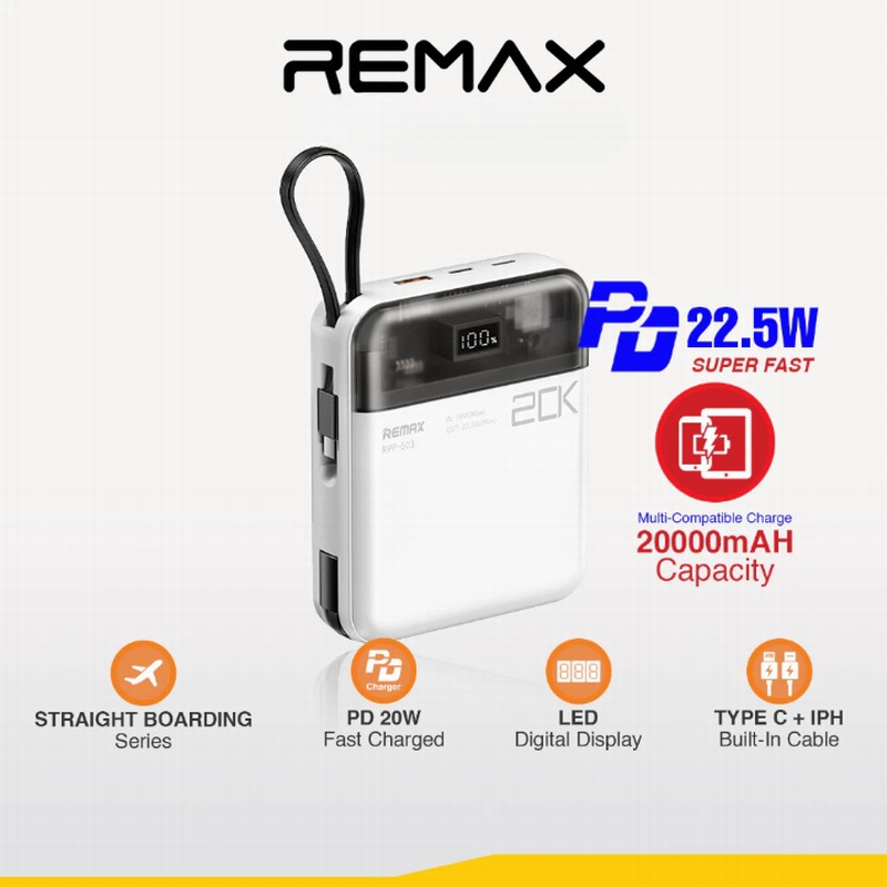 [CCC Certified] REMAX RPP-602 10000mAh / RPP-603 20000mAh Power Bank PD20W + QC22.5W Fast Charging 3C LOGO PowerBank