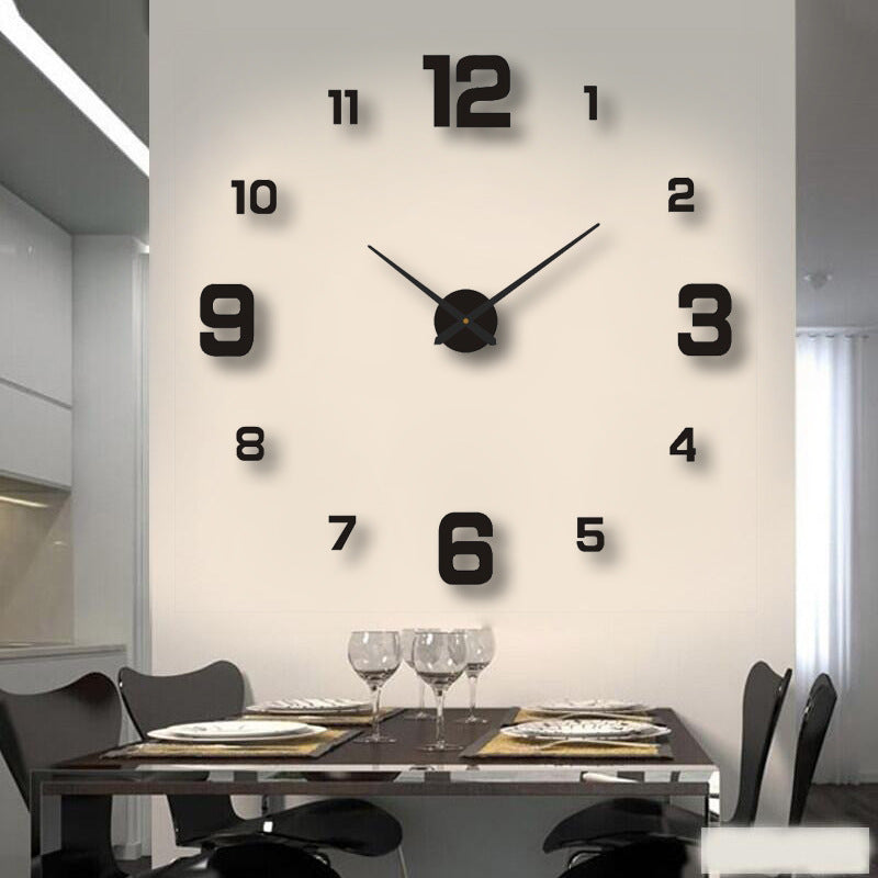 Luminous DIY 3D Wall Clock Quartz Sticker Home Decor Modern Large Acrylic Frameless Mute Self-Adhesive