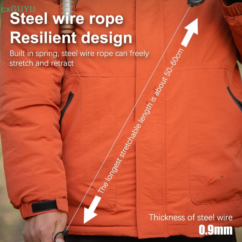 Heavy Duty Retractable Buckle Keychain Reel Rope Steel Wire Cable Key Holder Carabiner Badge Outdoor