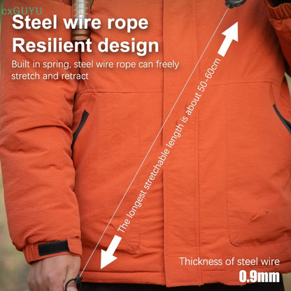 Heavy Duty Retractable Buckle Keychain Reel Rope Steel Wire Cable Key Holder Carabiner Badge Outdoor