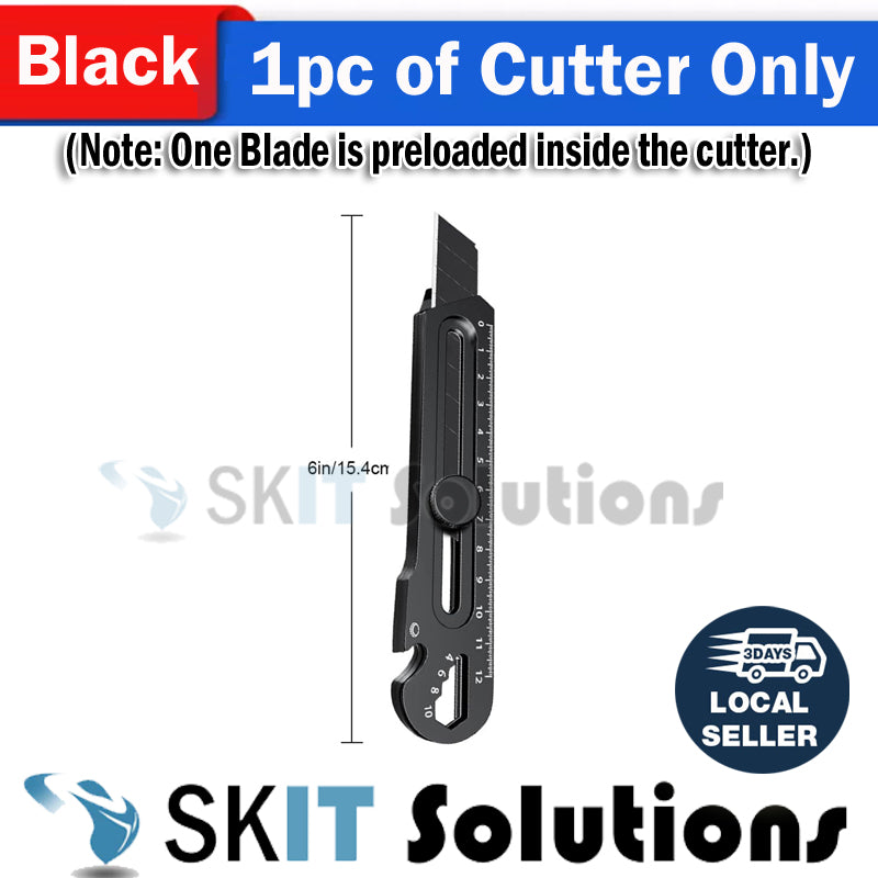 6in1 Stainless Steel Utility Knife Cutter Penknife Blade Ruler Wrench Screwdriver Pen Knives Tool