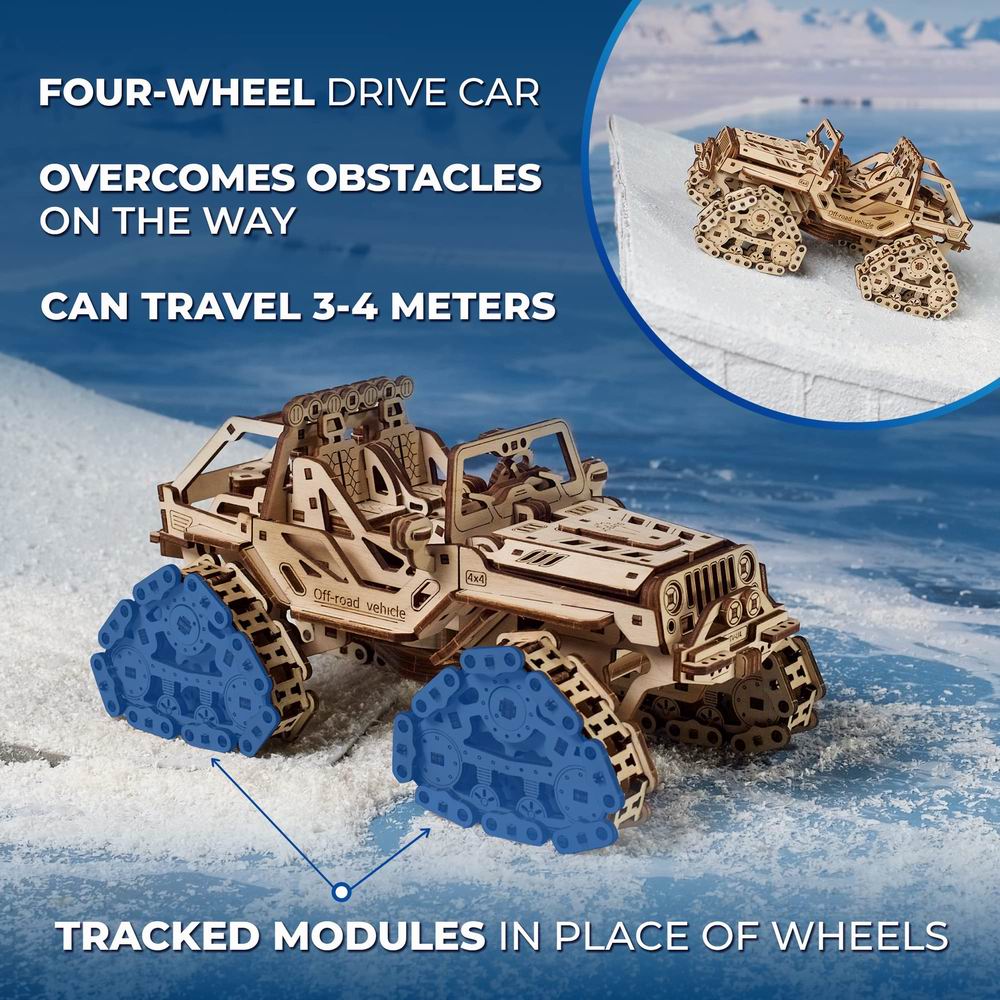 UGEARS Tracked Off-Road Vehicle 3D Mechanical Model Wooden Puzzle DIY Kits