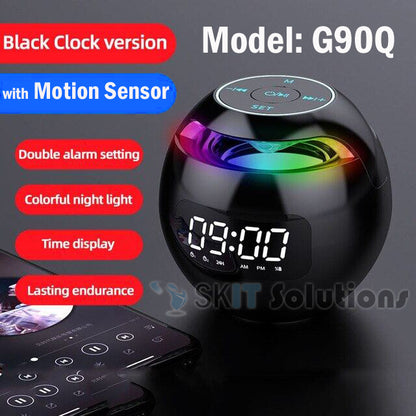 Mini Ball Wireless LED Display Alarm Clock Bluetooth 5.0 Speaker TF Card FM Radio Music Player Mic